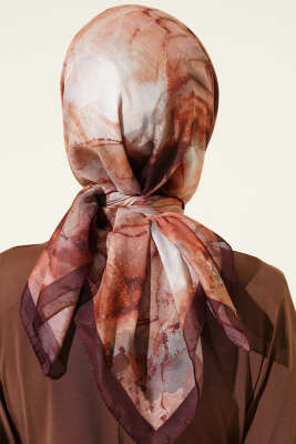 Desenli Dijital Baskılı Eşarp Acı Kahve - Başörtüsü