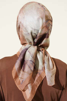 Desenli Dijital Baskılı Eşarp Camel - Başörtüsü