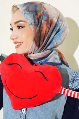 Desenli Dijital Baskılı Eşarp Petrol Mavisi 