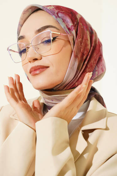 Desenli Dijital Baskılı Eşarp Soft Kahve - Başörtüsü