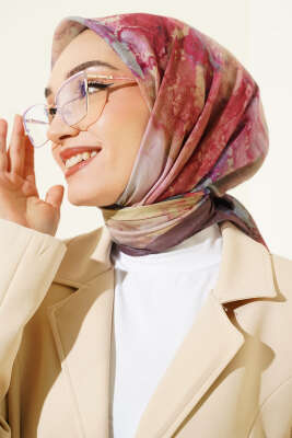 Desenli Dijital Baskılı Eşarp Soft Kahve - Başörtüsü