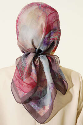 Desenli Dijital Baskılı Eşarp Soft Kahve - Başörtüsü