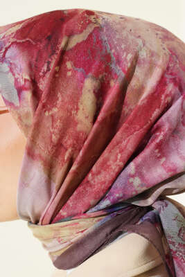 Desenli Dijital Baskılı Eşarp Soft Kahve - Başörtüsü