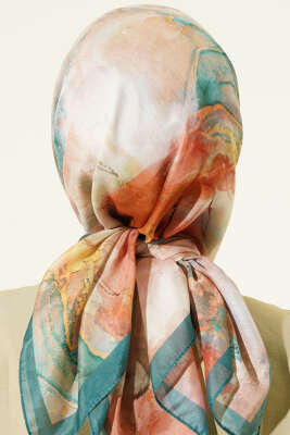 Desenli Dijital Baskılı Eşarp Yeşil - Başörtüsü