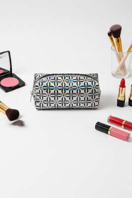 Desenli Dikdörtgen Makyaj Çantası Asorti 3 