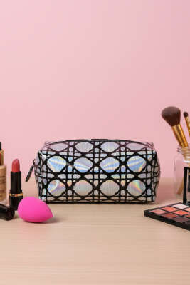 Desenli Dikdörtgen Makyaj Çantası Asorti 6 