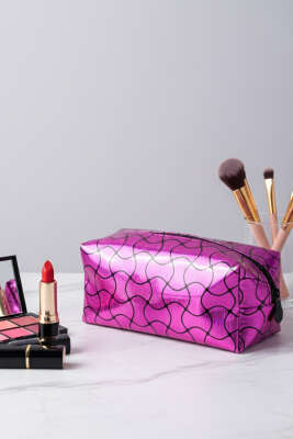 Desenli Dikdörtgen Makyaj Çantası Asorti 9 