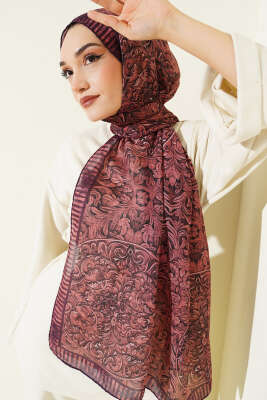 Desenli El Dikişli Ribanalı Şal Mor 
