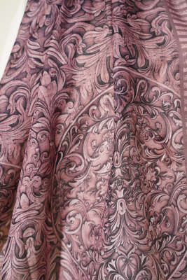 Desenli El Dikişli Ribanalı Şal Soft Kahve - Başörtüsü