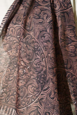 Desenli El Dikişli Ribanalı Şal Vizon - Başörtüsü