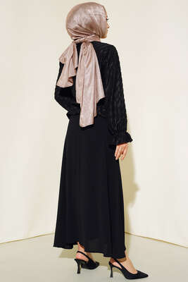 Desenli Etekli Takım Siyah - İKİLİ TAKIM