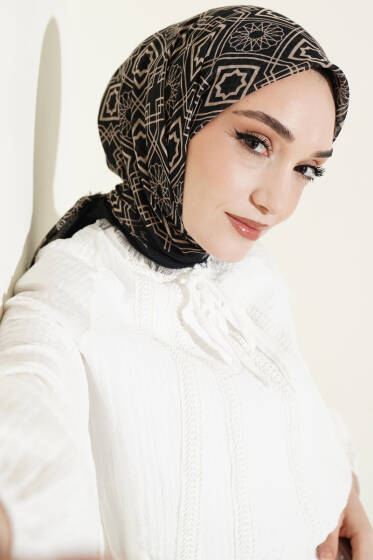 Desenli Flamu Cotton Eşarp Asorti 10 - Başörtüsü