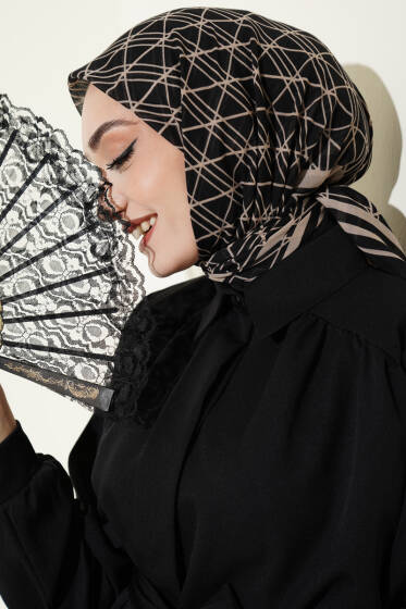 Desenli Flamu Cotton Eşarp Asorti 1 - Başörtüsü