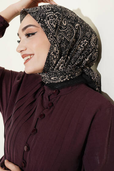 Desenli Flamu Cotton Eşarp Asorti 4 - Başörtüsü