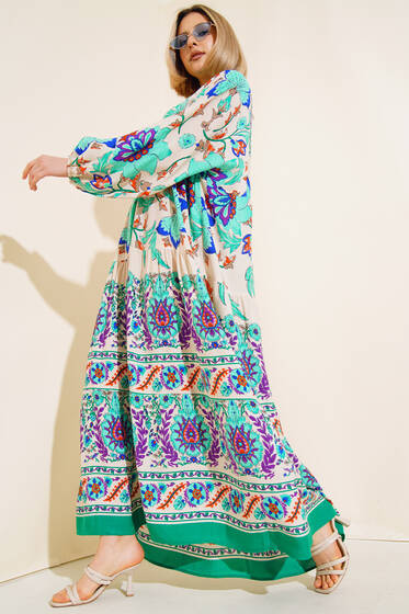 Desenli Geniş Elbise Benetton - Elbise