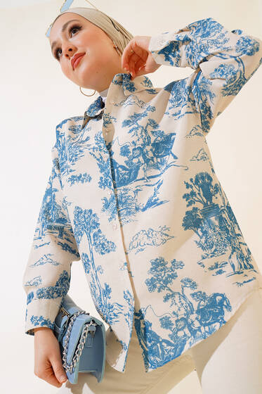 Desenli Gömlek İndigo - Gömlek