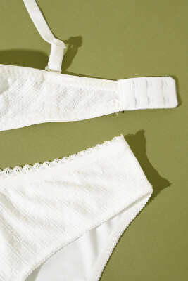 Desenli Jakar Desteksiz Sütyen Takım Ekru - Yılın Fırsatı