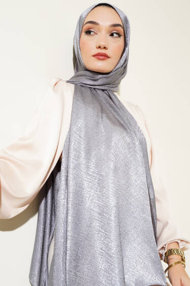 Desenli Jakar Melisa Şal Kayrak Grisi -35 - Başörtüsü