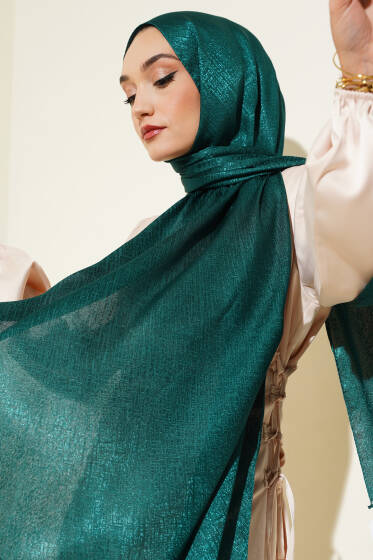 Desenli Jakar Melisa Şal Zümrüt -78 - Başörtüsü