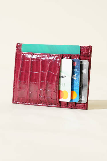 Desenli Kartlık Bordo - Cüzdan&Kartlık