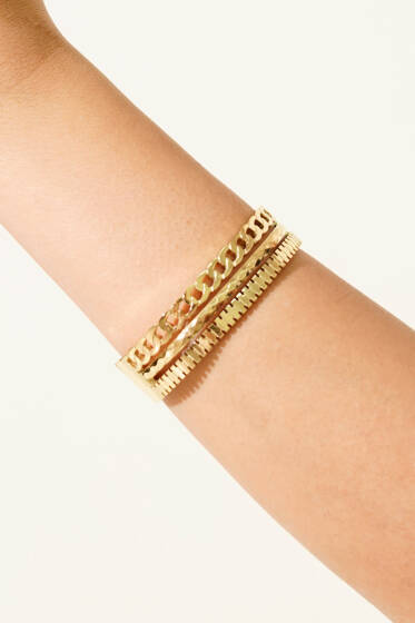 Desenli Kelepçe Bilezik Gold - Bileklik