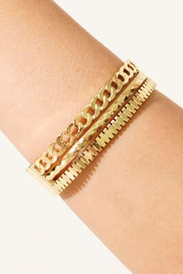 Desenli Kelepçe Bilezik Gold - Bileklik