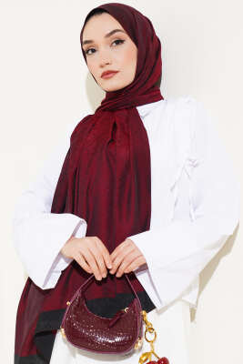 Desenli Koza Etol Şal Bordo -10 