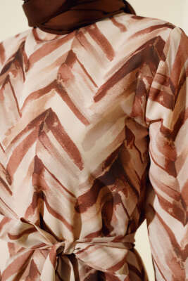 Desenli Kuşaklı İkili Takım Kahve - İkili Takım