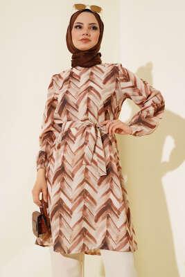 Desenli Kuşaklı İkili Takım Kahve - İkili Takım