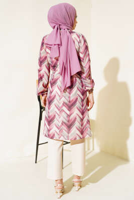 Desenli Kuşaklı İkili Takım Mürdüm - İkili Takım