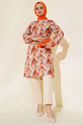 Desenli Kuşaklı İkili Takım Oranj - MUSTİ