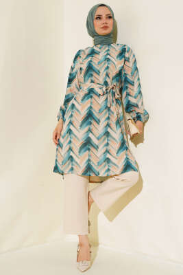 Desenli Kuşaklı İkili Takım Petrol - MUSTİ