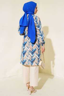 Desenli Kuşaklı İkili Takım Saks - İkili Takım