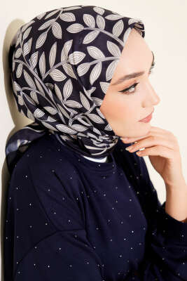 Desenli Lacivert Serisi Eşarp Asorti 1 - Başörtüsü