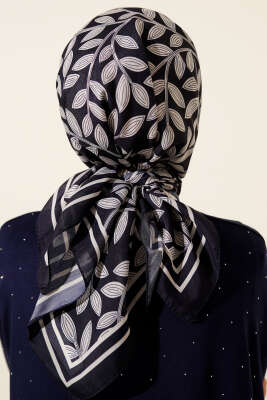 Desenli Lacivert Serisi Eşarp Asorti 1 - Başörtüsü