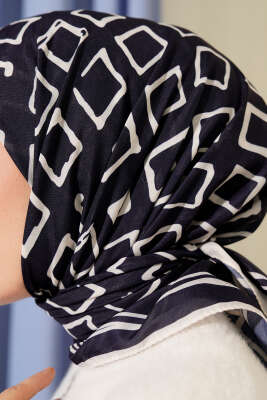 Desenli Lacivert Serisi Eşarp Asorti 3 - Başörtüsü