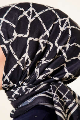 Desenli Lacivert Serisi Eşarp Asorti 4 - Başörtüsü