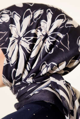 Desenli Lacivert Serisi Eşarp Asorti 5 - Başörtüsü