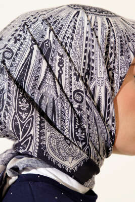 Desenli Lacivert Serisi Eşarp Asorti 6 - Başörtüsü