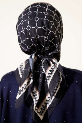 Desenli Lacivert Serisi Eşarp Asorti 8 - Başörtüsü