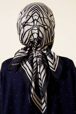 Desenli Lacivert Serisi Eşarp Asorti 9 - Başörtüsü