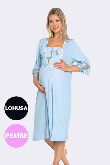 Desenli Gecelik Takım Pembe - Pijama & Gecelik