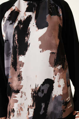 Desenli Loyşa Tunik İkili Takım Siyah - İkili Takım