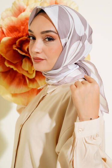 Desenli Microsoft Eşarp Bej - Başörtüsü