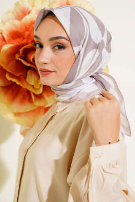 Desenli Microsoft Eşarp Bej 