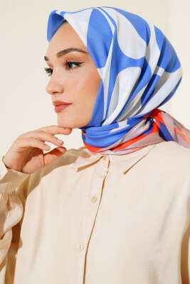 Desenli Microsoft Eşarp Mavi 