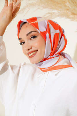 Desenli Microsoft Eşarp Oranj 