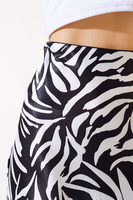 Desenli Midi Saten Etek Zebra - Kadın Giyim Modelleri