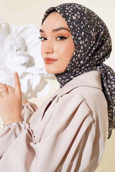 Desenli Mio Eşarp Antrasit - Desenli Eşarp