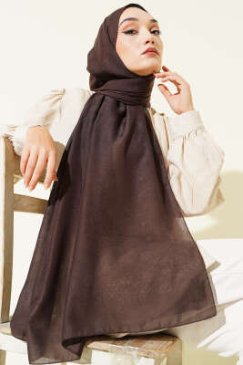 Desenli Monogram Şal Acı Kahve - Başörtüsü